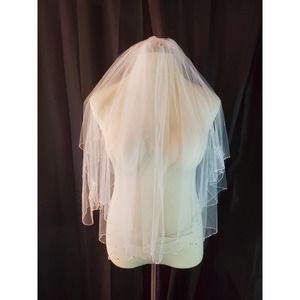 Ivory Embroidered Wedding Veil with Beading and Swarovski Crystals